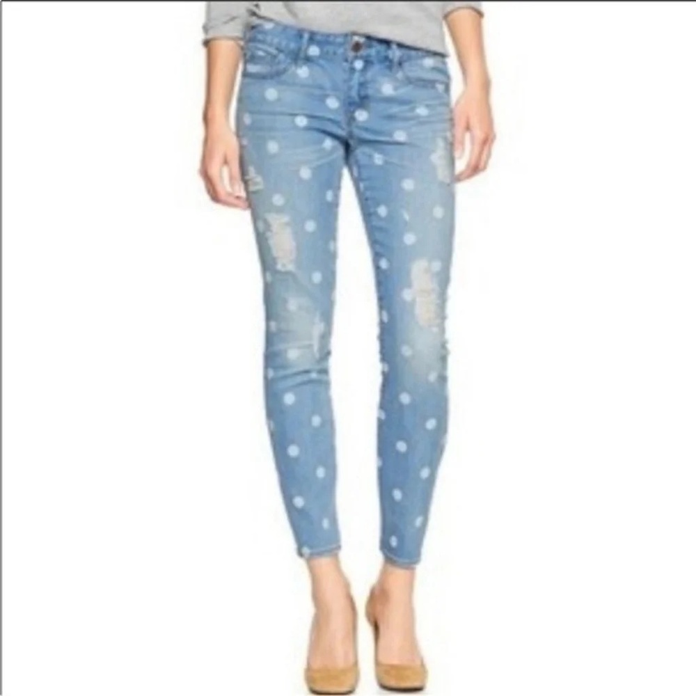 GAP 1969 Always Skinny Polka Dot Distressed Denim Jeans